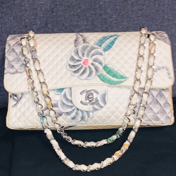 CHANEL Handbags - CHANEL Quilted Double Chain Jumbo Flap Bag